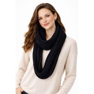 Calvin Klein Cable Knit Infinity Scarf Black